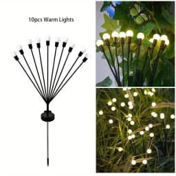 1/2/4 PCS Solar Garden Firefly Lights Outdoor Waterproof Starburst Swing Decorative Lamps for Path Yard Patio Pathway Landscape