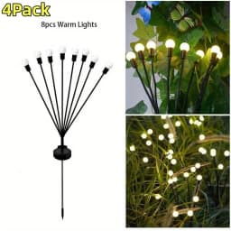 1/2/4 PCS Solar Garden Firefly Lights Outdoor Waterproof Starburst Swing Decorative Lamps for Path Yard Patio Pathway Landscape