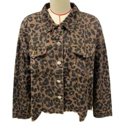 Fashionable and Trendy 2023 Spring Leopard Denim Coat for Women New European and American Style