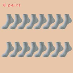 8 Pairs of MEN'S AND WOMEN'S Black Cotton Business Mid Length Soft and Warm Autumn/winter Solid Color Casual Socks