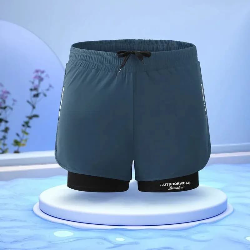 Men's Aloe Pants Athletic Shorts Two-Layer Swim Trunks: Stylish, Quick-Drying & Comfortably Fit for Beach, Pool & Hot Spring!