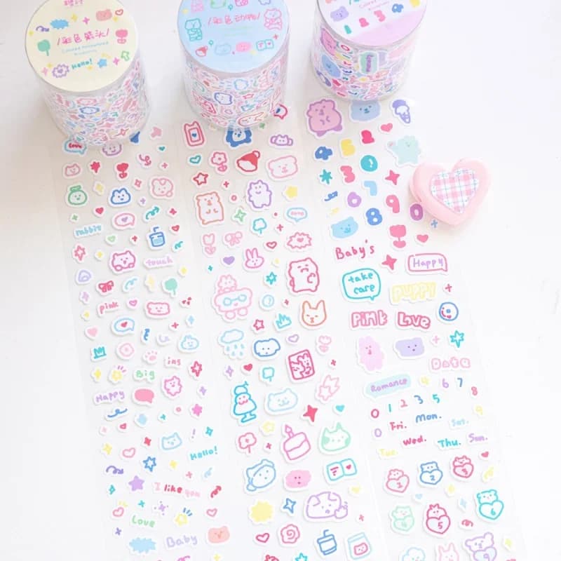 Mr.paper 200cm Hand-drawn Small Pattern Tape for Cute and Simple Decorative Planner Stickers