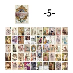 100Pcs Vintage Message Material Memo Pad with Creative Flower Character Decorative Paper, 8 Styles