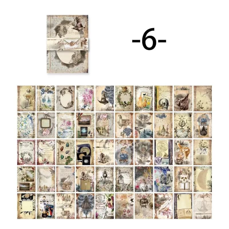 100Pcs Vintage Message Material Memo Pad with Creative Flower Character Decorative Paper, 8 Styles