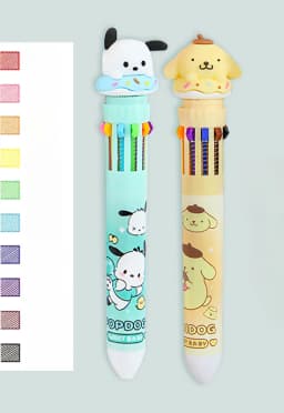 Sanrio Press Ten Color Ballpoint Pen Cartoon Kawaii Kuromi Multi-color Students Gel Pen Melody Sanrio Stationery Write Cute Pens