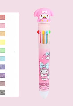 Sanrio Press Ten Color Ballpoint Pen Cartoon Kawaii Kuromi Multi-color Students Gel Pen Melody Sanrio Stationery Write Cute Pens