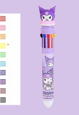 Sanrio Press Ten Color Ballpoint Pen Cartoon Kawaii Kuromi Multi-color Students Gel Pen Melody Sanrio Stationery Write Cute Pens