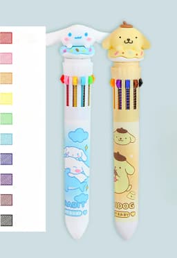 Sanrio Press Ten Color Ballpoint Pen Cartoon Kawaii Kuromi Multi-color Students Gel Pen Melody Sanrio Stationery Write Cute Pens
