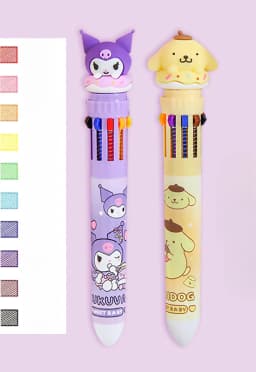 Sanrio Press Ten Color Ballpoint Pen Cartoon Kawaii Kuromi Multi-color Students Gel Pen Melody Sanrio Stationery Write Cute Pens