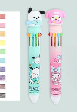 Sanrio Press Ten Color Ballpoint Pen Cartoon Kawaii Kuromi Multi-color Students Gel Pen Melody Sanrio Stationery Write Cute Pens