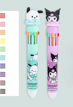 Sanrio Press Ten Color Ballpoint Pen Cartoon Kawaii Kuromi Multi-color Students Gel Pen Melody Sanrio Stationery Write Cute Pens