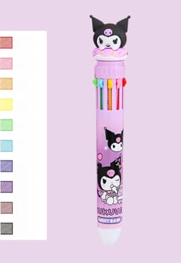 Sanrio Press Ten Color Ballpoint Pen Cartoon Kawaii Kuromi Multi-color Students Gel Pen Melody Sanrio Stationery Write Cute Pens