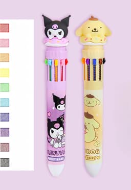Sanrio Press Ten Color Ballpoint Pen Cartoon Kawaii Kuromi Multi-color Students Gel Pen Melody Sanrio Stationery Write Cute Pens