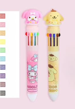 Sanrio Press Ten Color Ballpoint Pen Cartoon Kawaii Kuromi Multi-color Students Gel Pen Melody Sanrio Stationery Write Cute Pens