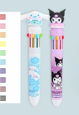 Sanrio Press Ten Color Ballpoint Pen Cartoon Kawaii Kuromi Multi-color Students Gel Pen Melody Sanrio Stationery Write Cute Pens