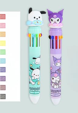 Sanrio Press Ten Color Ballpoint Pen Cartoon Kawaii Kuromi Multi-color Students Gel Pen Melody Sanrio Stationery Write Cute Pens