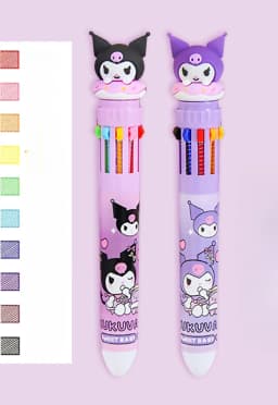 Sanrio Press Ten Color Ballpoint Pen Cartoon Kawaii Kuromi Multi-color Students Gel Pen Melody Sanrio Stationery Write Cute Pens