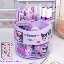 Miniso Sanrio Rotating Pen Holder Storage Box Desk Organizer & Kawaii Sanrio Cinnamoroll Stickers Cute Stationery Storage Girls
