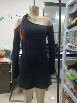 Sexy Irregular Flare Sleeves Diagonal Neck Lace Up Off Shoulder Slim Fit Long Sleeved Dress for Women