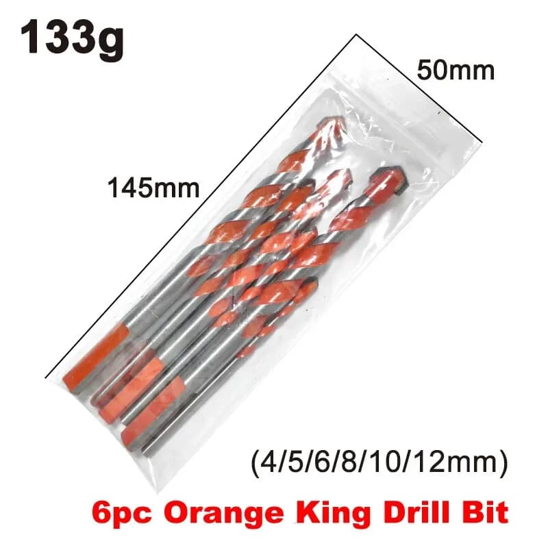 6pc Orange Hard Alloy Overlord Diamond 4/5/6/8/10/12mm Ceramic Tile Perforated Wall Drilling Tool Drill Bit Set