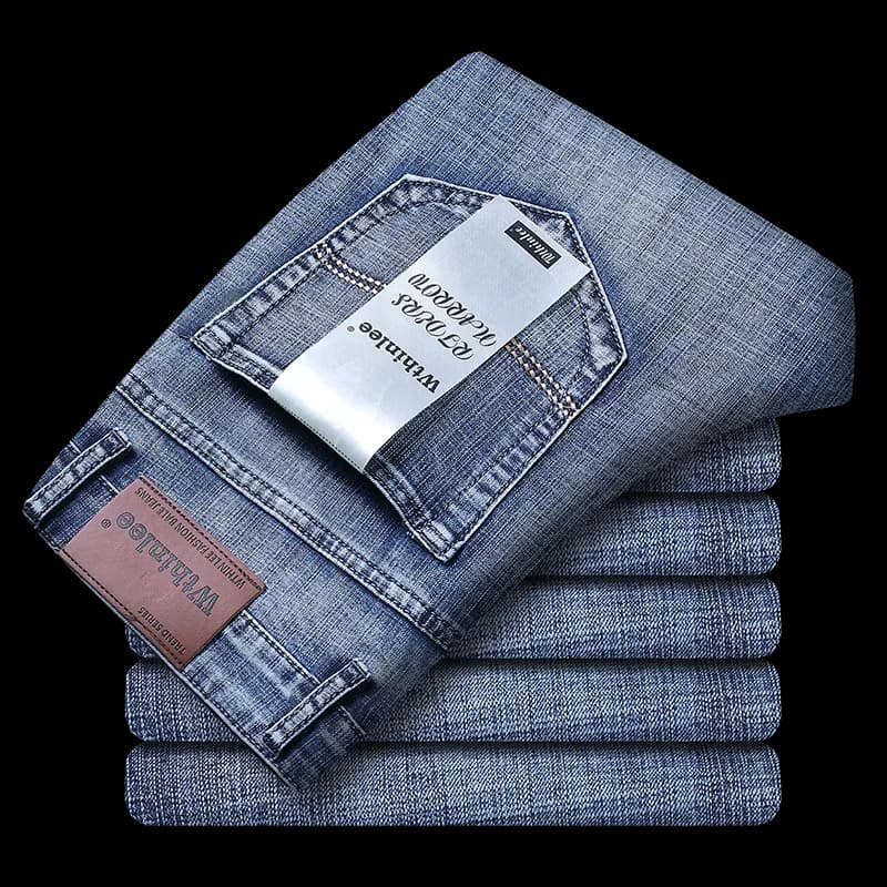 Wthinlee New Business Men's Jeans Casual Straight Stretch Fashion Classic Blue Black Work Denim Trousers Male Brand Clothing