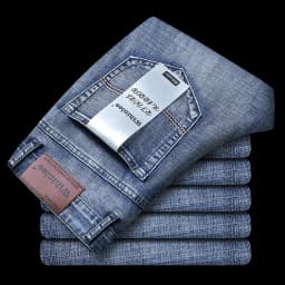 Wthinlee New Business Men's Jeans Casual Straight Stretch Fashion Classic Blue Black Work Denim Trousers Male Brand Clothing
