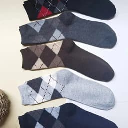 5 Pairs Men's Splicing Diamond Patterns Wool Socks Warm Winter Mid Length Socks Thickening Soft Cold-resistant Men Boots Socks