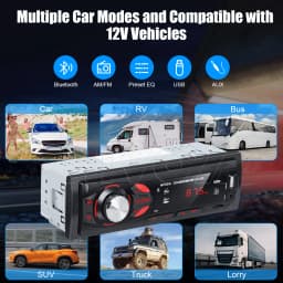 HIVOZ Car Radio Audio 1 Din Bluetooth Stereo Hands-Free Calling MP3 Player FM Receiver With AUX/USB/TF Card In Dash Kit