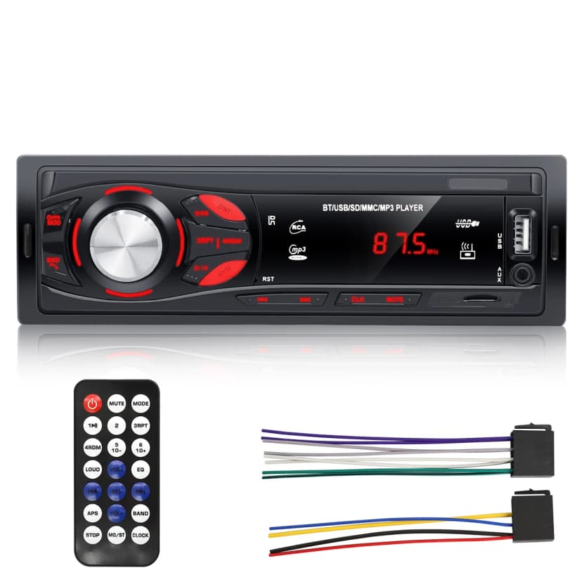 HIVOZ Car Radio Audio 1 Din Bluetooth Stereo Hands-Free Calling MP3 Player FM Receiver With AUX/USB/TF Card In Dash Kit