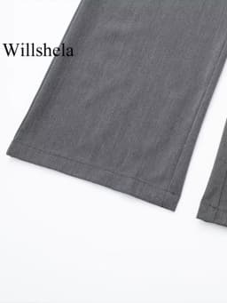 Willshela Women Fashion Solid Front Zipper Straight Pants Vintage High Waist Full Length Female Chic Lady Trousers