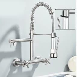Kitchen Sink Faucet Embedded Concealed Mixer Faucets Hot&Cold Kitchen Sink Mixer Taps Two Mode Tap Dual Handles Pull Down Cranes