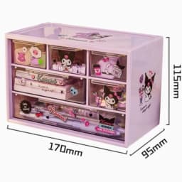 Sanrio 6 Grid Storage Box Desktop Drawer-type Transparent Organizing Box Desk Pen Holder Send Kuromi Melody Cinnamoroll Stickers