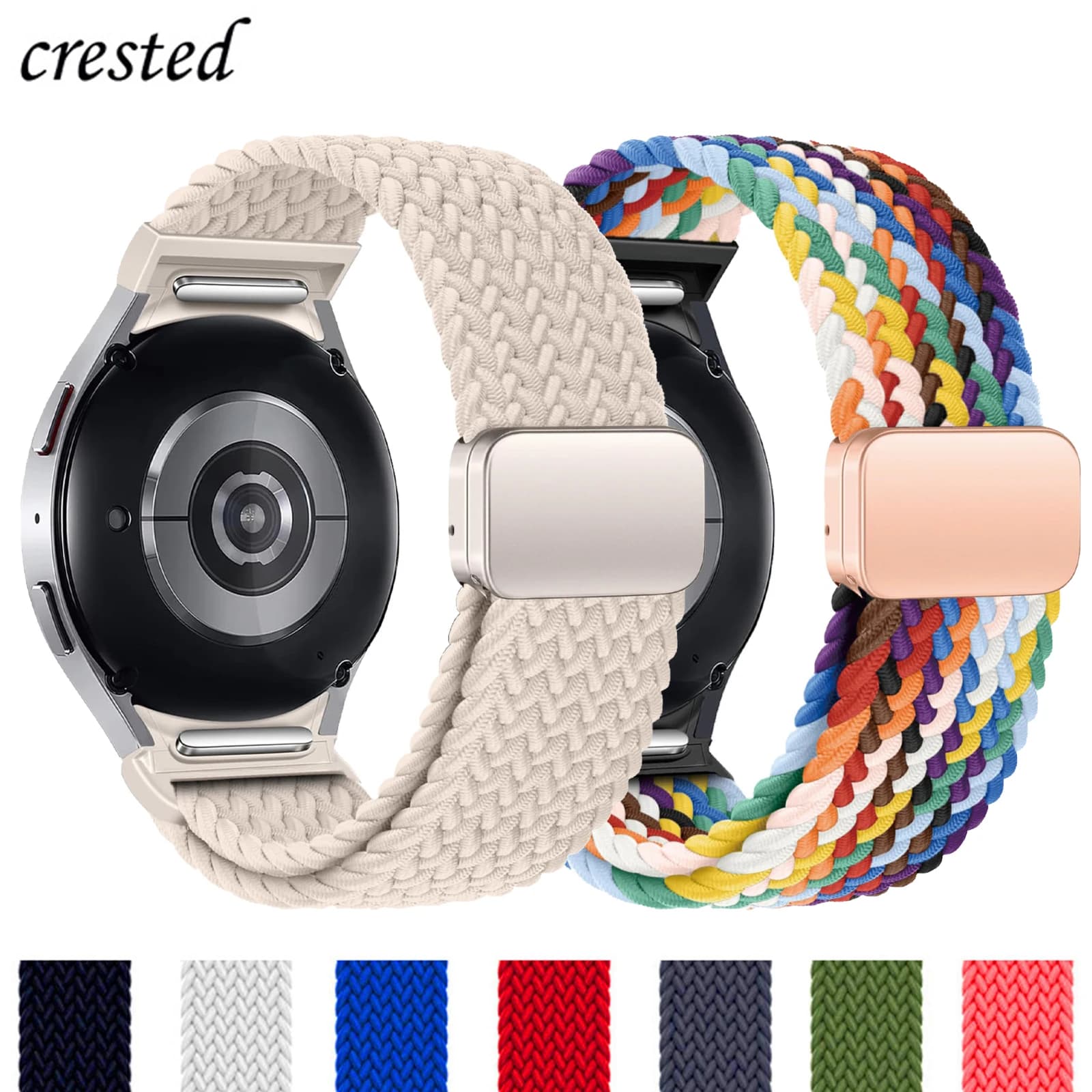 No Gaps Braided Band For Samsung Galaxy Watch 7 6 5 4 44mm 40mm/5 pro magnetic bracelet Galaxy watch6 watch4 classic 47 43 strap