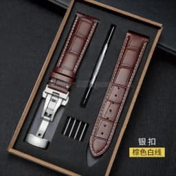 Genuine Leather Strap With Box Watch Band Butterfly Clasp Bracelet 14/16mm 18mm 20mm 21mm 22mm 24mm Wrist Band Watch Accessories