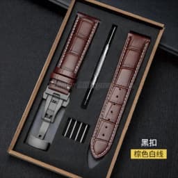 Genuine Leather Strap With Box Watch Band Butterfly Clasp Bracelet 14/16mm 18mm 20mm 21mm 22mm 24mm Wrist Band Watch Accessories