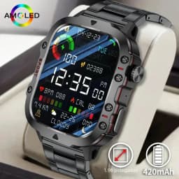 2025 New For Men Military Smart Watch Men IP68 5ATM Outdoor Sports Fitness Tracker Health Monitor 1.96" BT Call Smartwatch