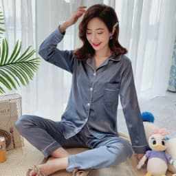 2024 New M-5XL Solid Women‘s Pajamas Elegant Classic Fashion Casual Female Sleepwear Spring Fall Long Sleeve Pants House Clothes