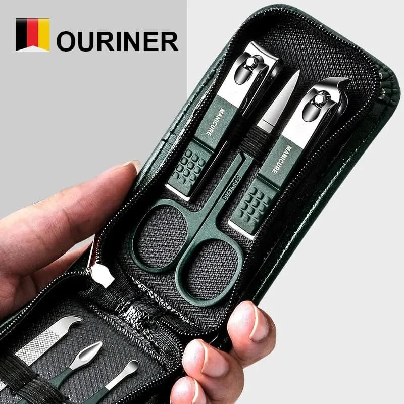 New 6 Pcs Portable Luxury Manicure Sets Pedicure Kits Bright Black Nail Clipper Set Personal Care Tools Eyebrow Scissors