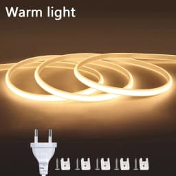 COB LED Strip 220V High Brightness Led Light Waterproof Flexible Ribbon Tape for Room Bedroom Kitchen, Outdoor Garden Lighting