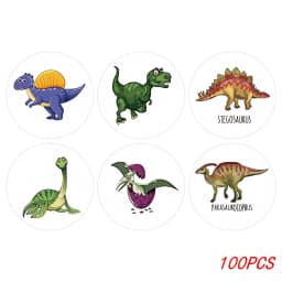 100-500pcs 1'' Round Dinosaur Stickers for Kids Teacher Reward Stickers School Supplies Animal Incentive Roll Sticker for Home