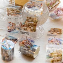 Yoofun 5x200cm Creative Flower PET Tape for Collage Junk Journal Scrapbooking diy Floral Card Palnner diy Masking Tape Stickers