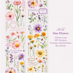 Yoofun 5x200cm Creative Flower PET Tape for Collage Junk Journal Scrapbooking diy Floral Card Palnner diy Masking Tape Stickers