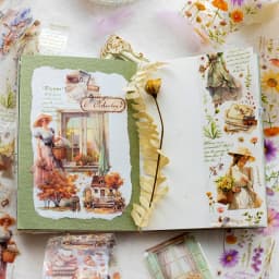 Yoofun 5x200cm Creative Flower PET Tape for Collage Junk Journal Scrapbooking diy Floral Card Palnner diy Masking Tape Stickers