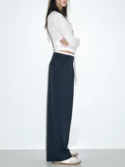 ZA TRAF Women's Double Layer Waist Chic Straight Pants Wide-legged Pants for Commuter Fashion Design Leisure Elegant Women's