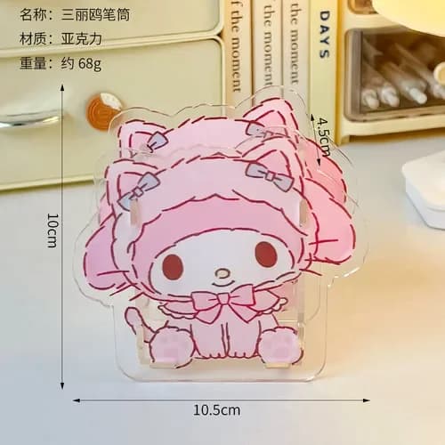 Cute Acrylic Sanrio Pen Holder Transparent Multifunctional Children's Desktop Large Capacity Stationery Storage Box Organizer