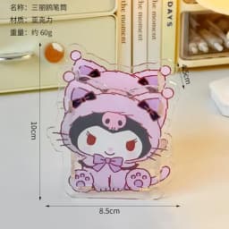 Cute Acrylic Sanrio Pen Holder Transparent Multifunctional Children's Desktop Large Capacity Stationery Storage Box Organizer
