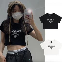 Badflood Korean Niche Brand Slim Fit Spicy Girl Short T-shirt High Waisted Minimalist Popular Top Sweet and Spicy Ins
