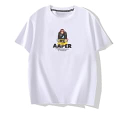 Trendy Brand Short Sleeved Camouflage Letter Printed Pure Cotton Loose and Versatile Men and Women's Couple Half Sleeved Top