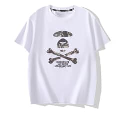 Trendy Brand Short Sleeved Camouflage Letter Printed Pure Cotton Loose and Versatile Men and Women's Couple Half Sleeved Top
