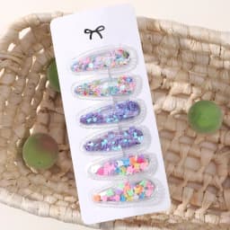 6pcs/set Kids Sequin BB Hair Clips Color Transparent Flowing Sand Bangs Hair Gripes Girl Cute Cartoon Baby Headwear Accessory